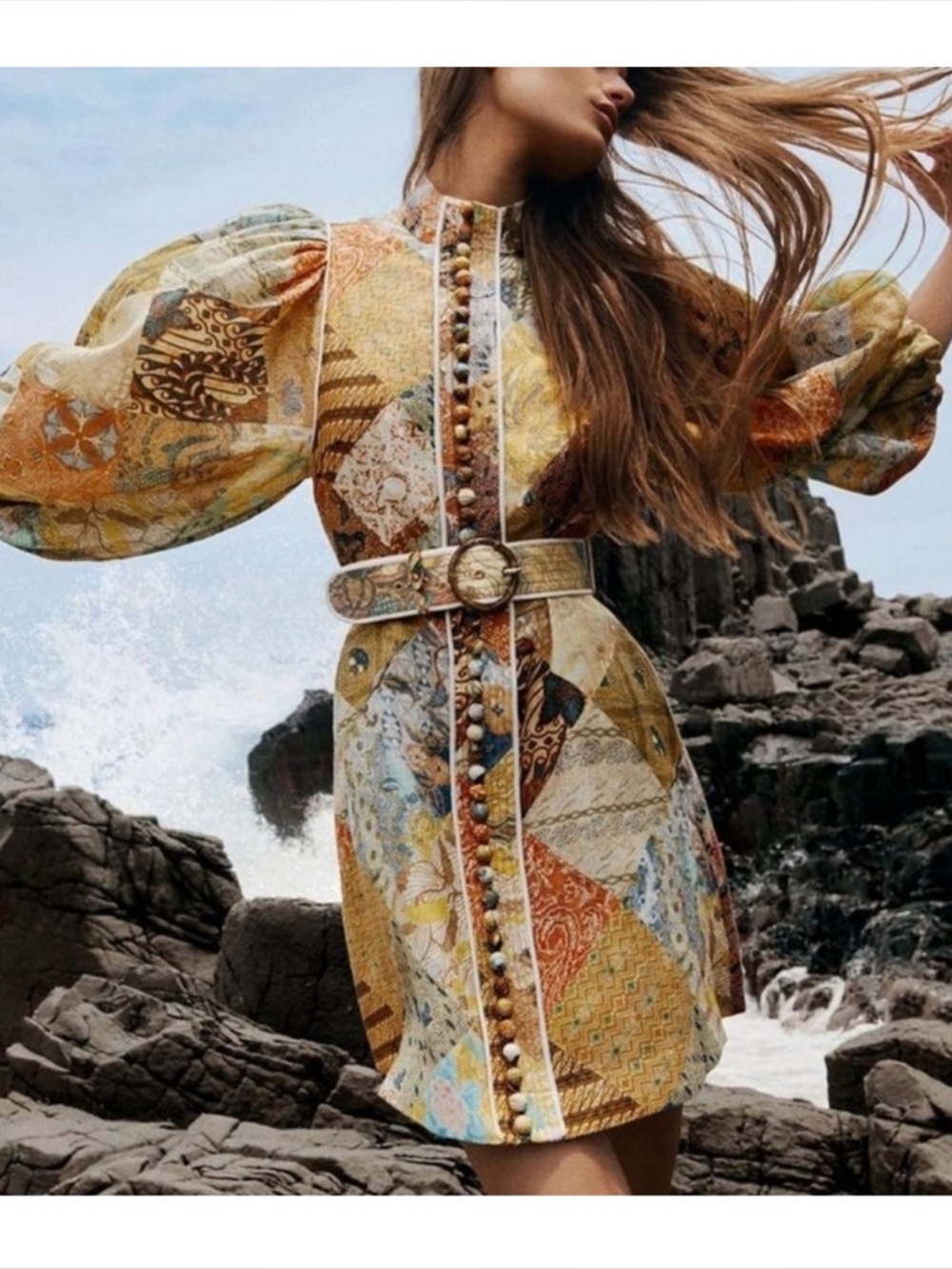 Zimmermann Multicolor Paisley Patchwork Mini Dress